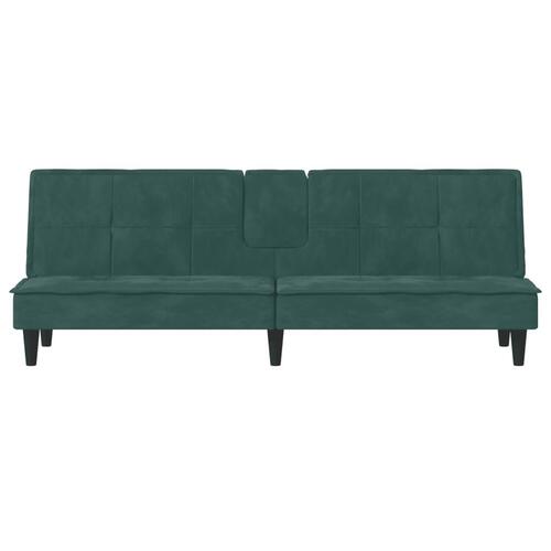 Sovesofa med kopholdere velour mørkegrøn