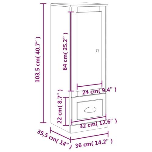 Skab 36x35,5x103,5 cm konstrueret træ hvid
