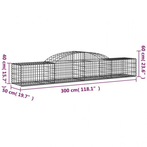 Buede gabionkurve - 4 stk. 300×50×40/60 cm i galvaniseret jern