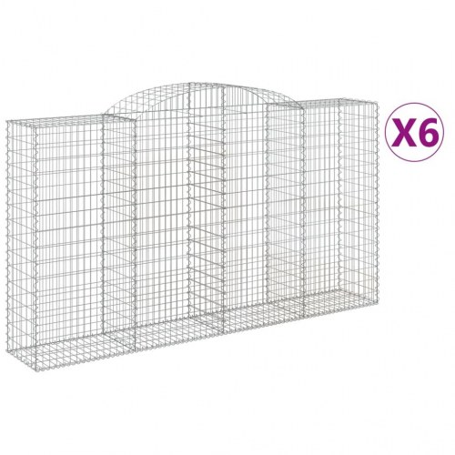 Buede gabionkurve - 6 stk. 300×50×160/180 cm i galvaniseret jern