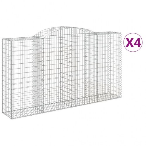 Buede gabionkurve - 4 stk. 300×50×160/180 cm i galvaniseret jern