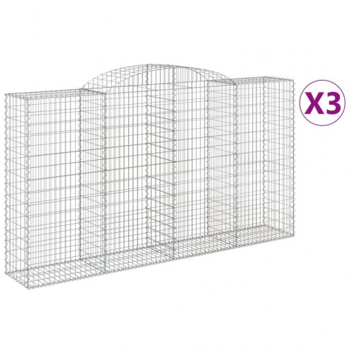 Buede gabionkurve 3 stk. 300x50x160/180 cm galvaniseret jern