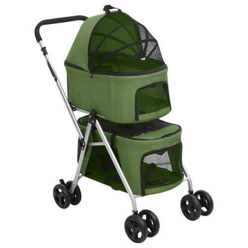 Dobbelt hundeklapvogn foldbar 83x48x97 cm oxfordstof grøn