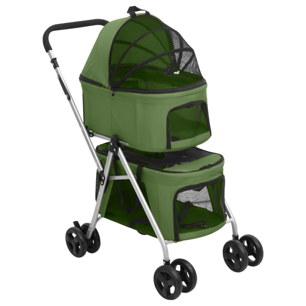 Dobbelt hundeklapvogn foldbar 83x48x97 cm oxfordstof grøn