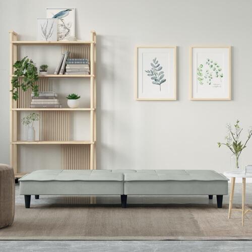 Sovesofa med kopholdere velour lysegrå