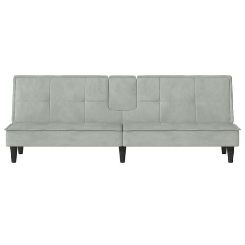 Sovesofa med kopholdere velour lysegrå