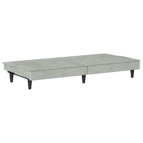 Sovesofa med kopholdere velour lysegrå