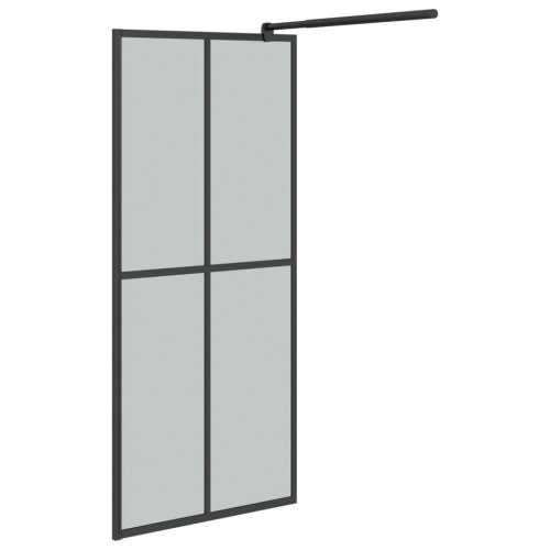 Brusevæg med hylde 80x195 cm sikkerhedsglas og aluminium sort