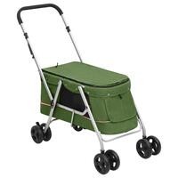Foldbar hundeklapvogn 100x49x96 cm linned grøn
