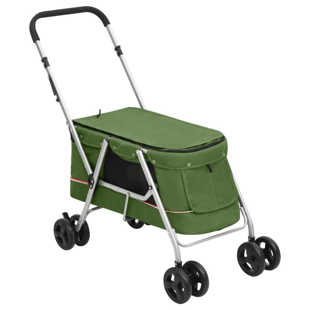 Foldbar hundeklapvogn 100x49x96 cm linned grøn