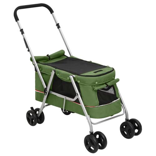 Foldbar hundeklapvogn 100x49x96 cm linned grøn