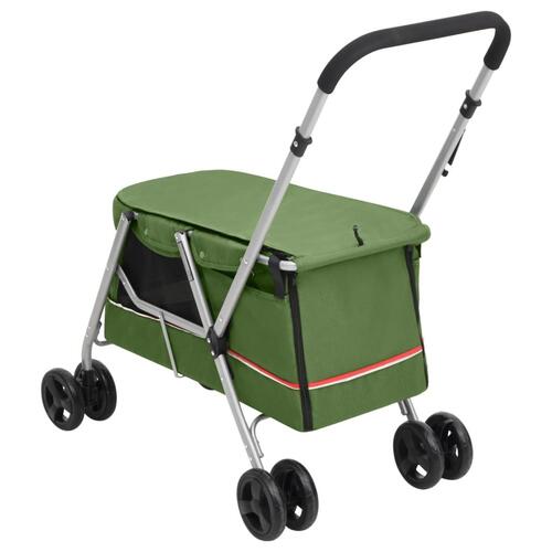 Foldbar hundeklapvogn 100x49x96 cm linned grøn