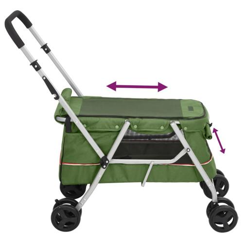 Foldbar hundeklapvogn 100x49x96 cm linned grøn