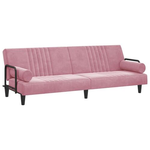 Sovesofa med armlæn velour lyserød