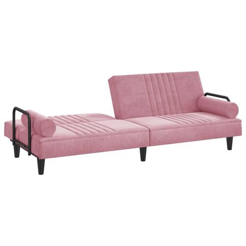 Sovesofa med armlæn velour lyserød