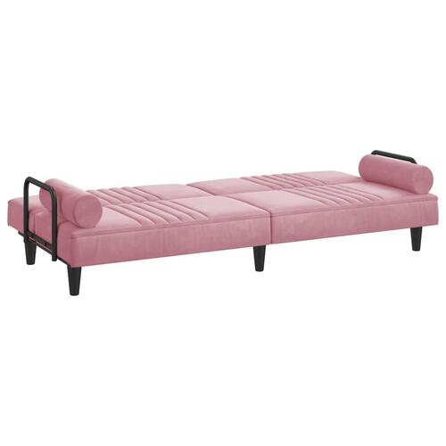 Sovesofa med armlæn velour lyserød