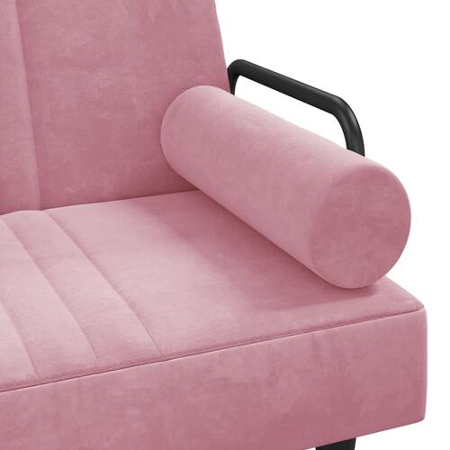 Sovesofa med armlæn velour lyserød