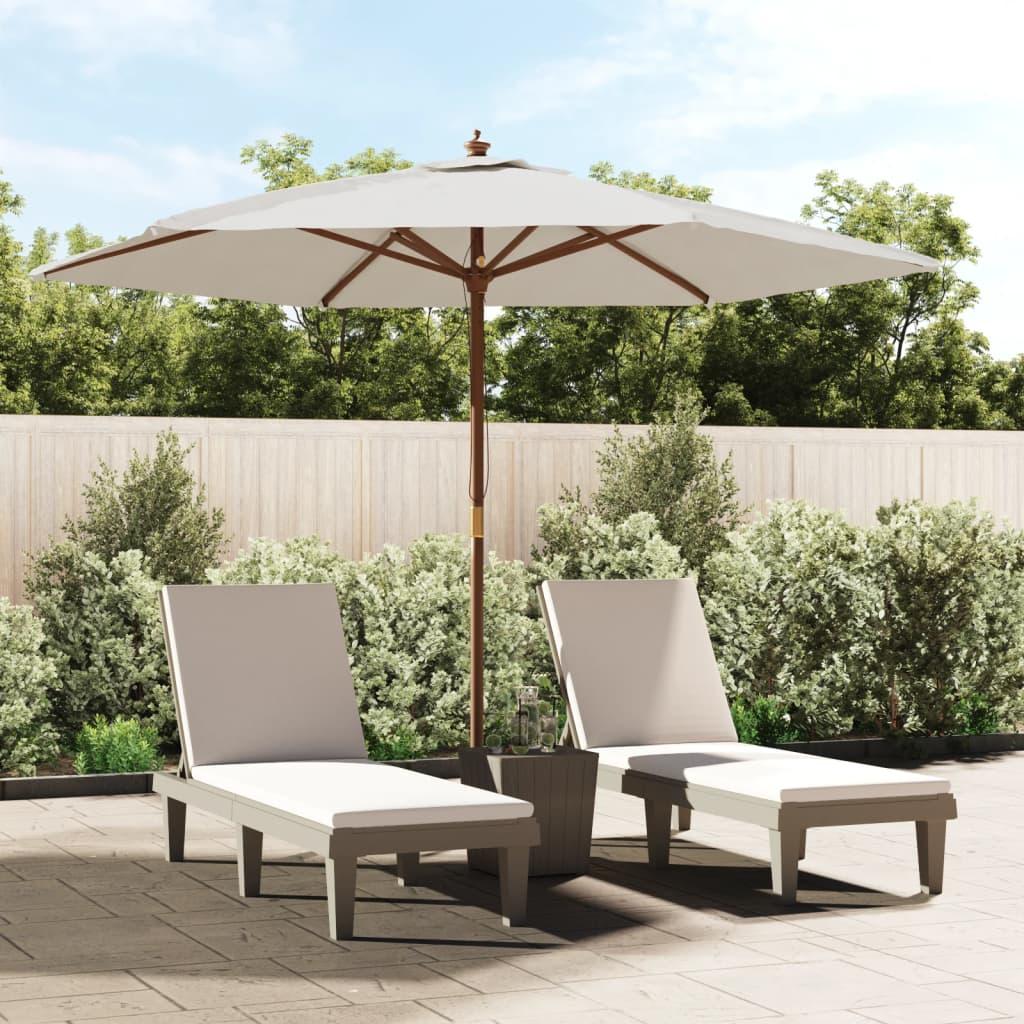 Haveparasol med træstang 299x240 cm sandfarvet