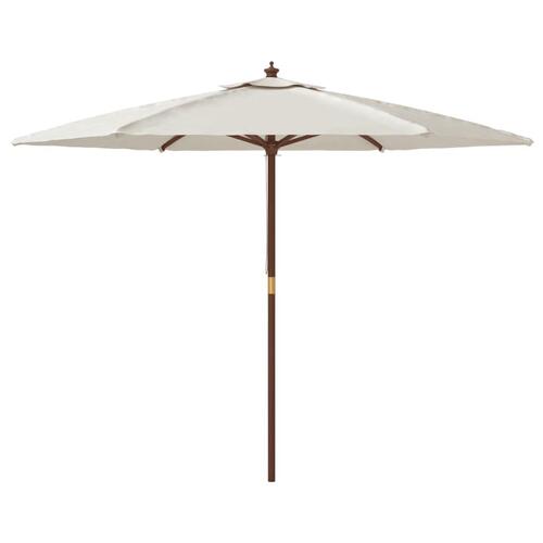 Haveparasol med træstang 299x240 cm sandfarvet