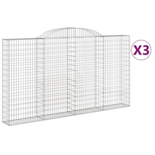 Buede gabionkurve - 3 stk. 300×30×160/180 cm i galvaniseret jern