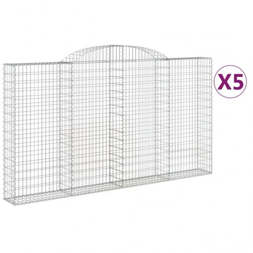 Buede gabionkurve - 5 stk. 300×30×160/180 cm i galvaniseret jern
