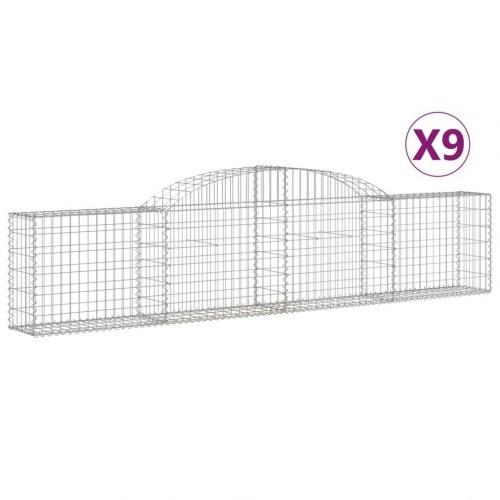 Buede gabionkurve - 9 stk. 300×30×60/80 cm i galvaniseret jern