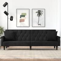 Sovesofa med armlæn velour sort