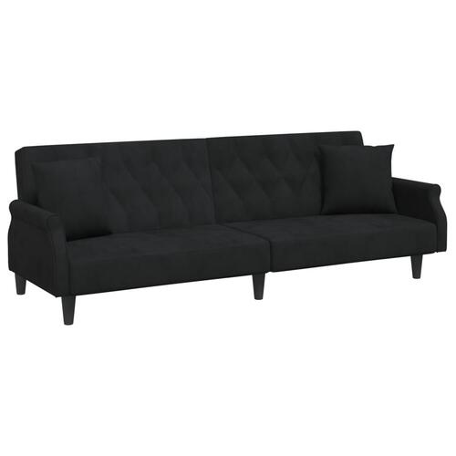 Sovesofa med armlæn velour sort