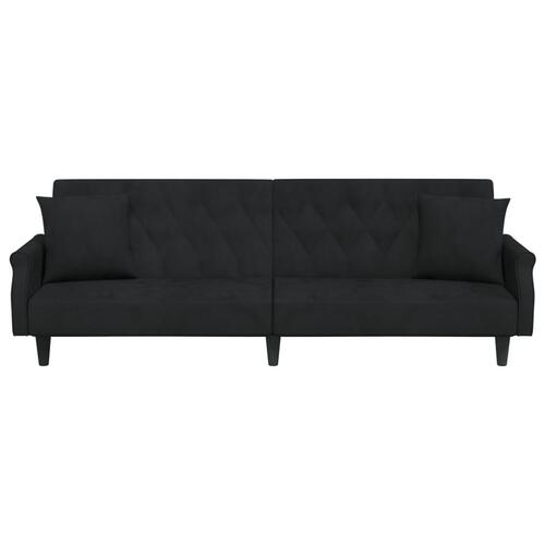 Sovesofa med armlæn velour sort