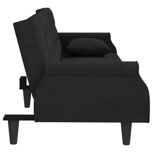 Sovesofa med armlæn velour sort