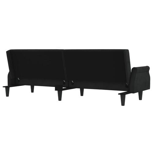 Sovesofa med armlæn velour sort