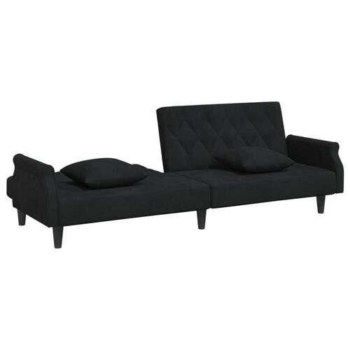 Sovesofa med armlæn velour sort