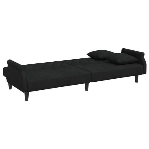 Sovesofa med armlæn velour sort