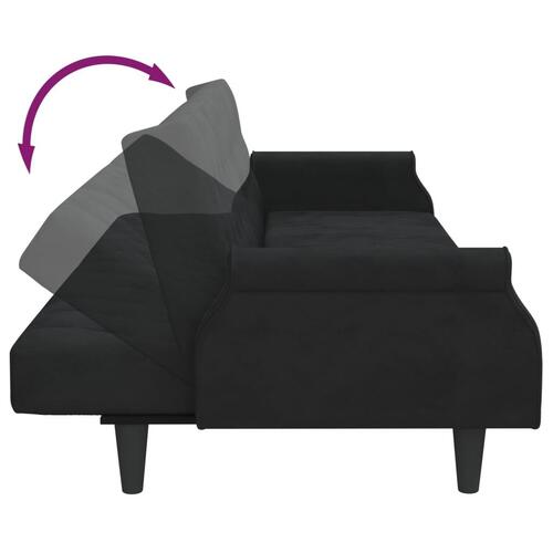Sovesofa med armlæn velour sort