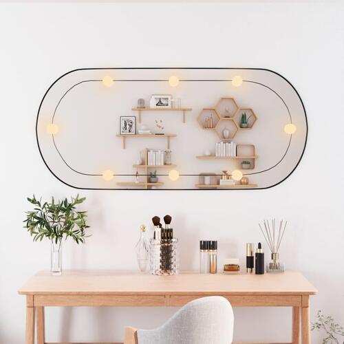 Vægspejl med LED-lys 45x100 cm oval glas