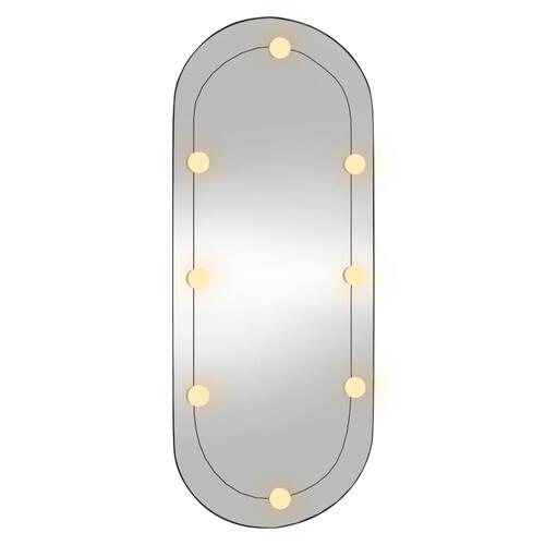 Vægspejl med LED-lys 45x100 cm oval glas