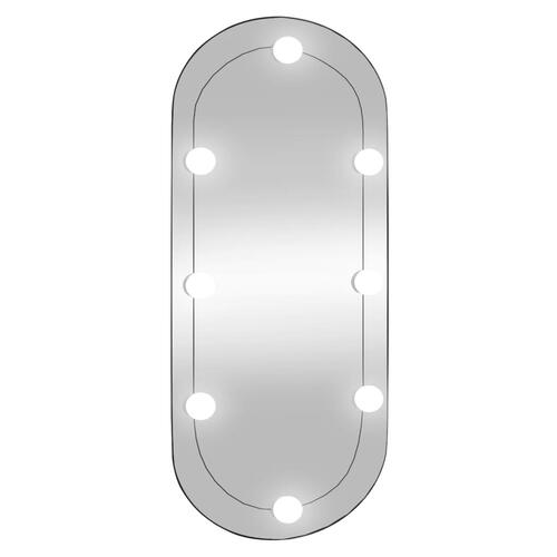 Vægspejl med LED-lys 35x80 cm oval glas