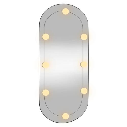 Vægspejl med LED-lys 35x80 cm oval glas