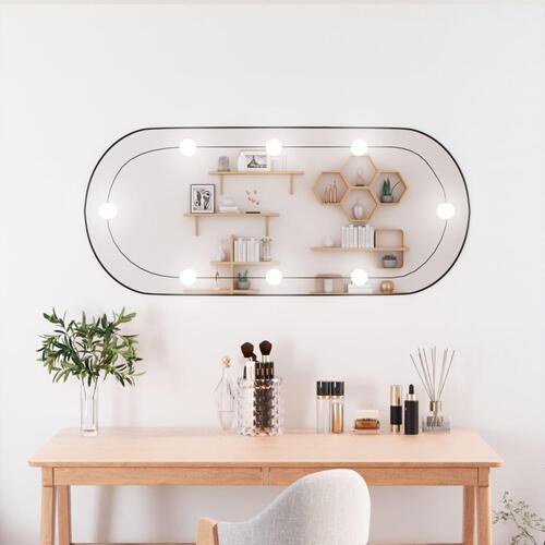 Vægspejl med LED-lys 40x90 cm oval glas