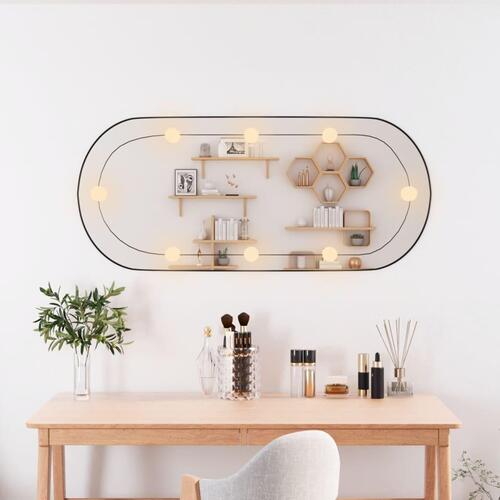 Vægspejl med LED-lys 40x90 cm oval glas
