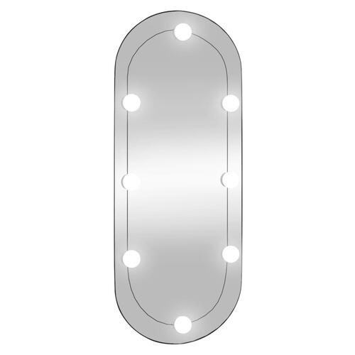 Vægspejl med LED-lys 35x70 cm oval glas