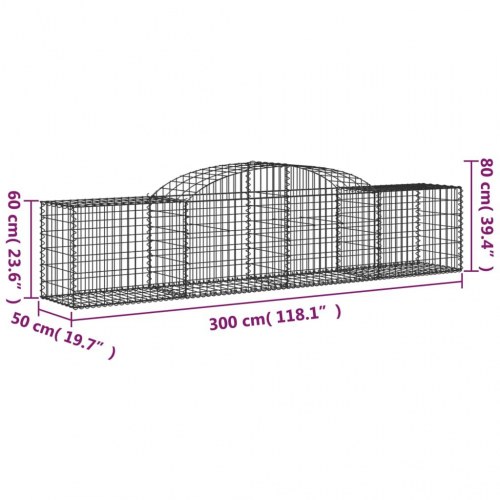 Buet gabionkurv 300×50×60/80 cm - galvaniseret jern