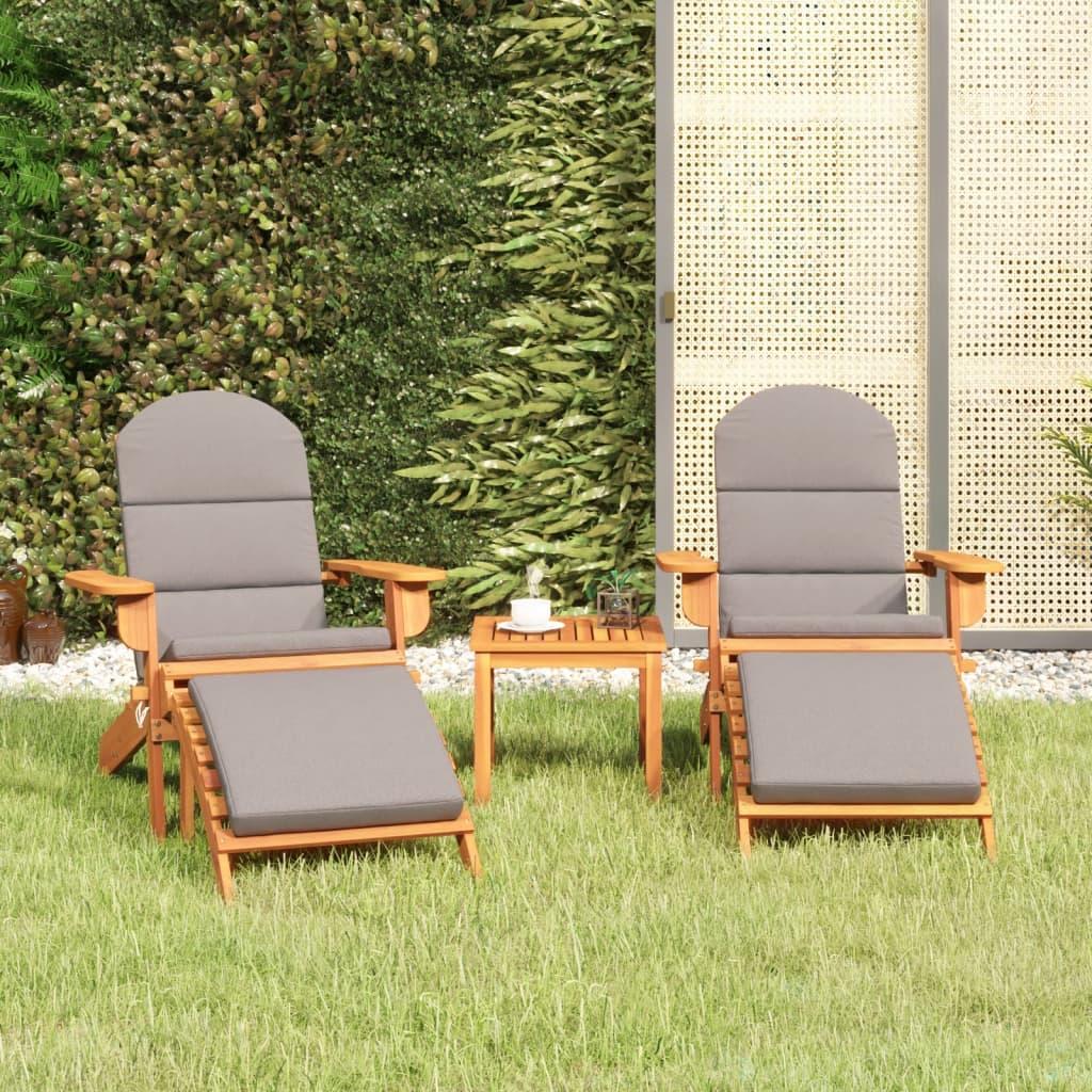 Adirondack-loungesæt til haven 3 dele massivt akacietræ billede