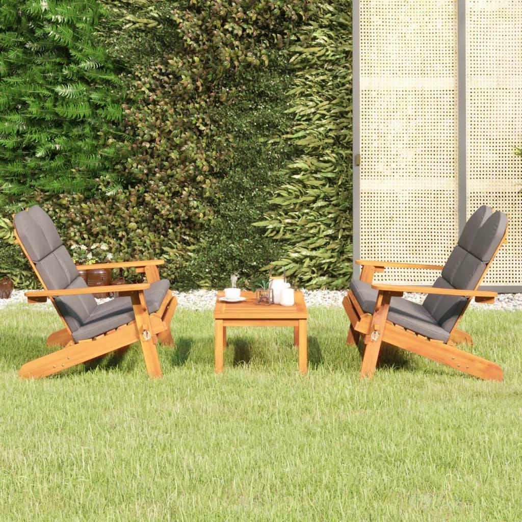 Adirondack-loungesæt til haven 3 dele massivt akacietræ billede