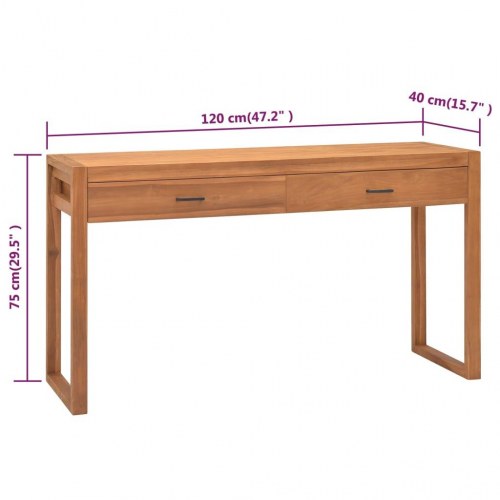 Skrivebord med 2 skuffer 120x40x75 cm massivt teaktræ