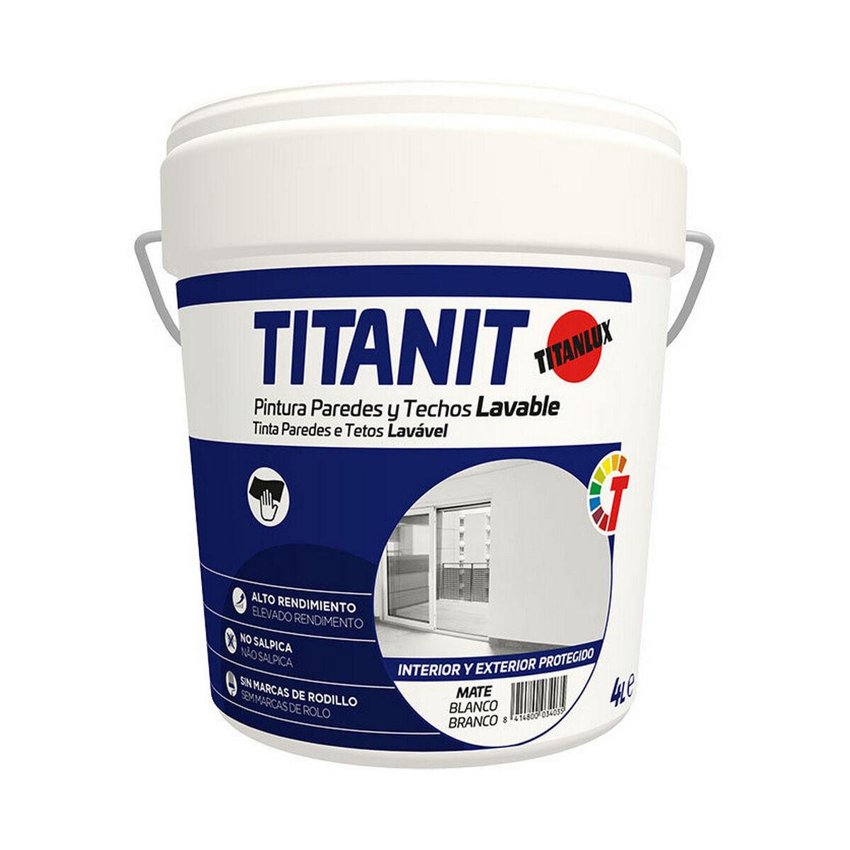 Titanlux Titanit væg- og loftmaling, hvid mat, vaskbar 4 l