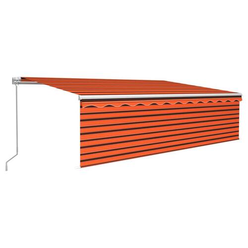 Markise m. gardin 5x3 m manuel betjening orange og brun