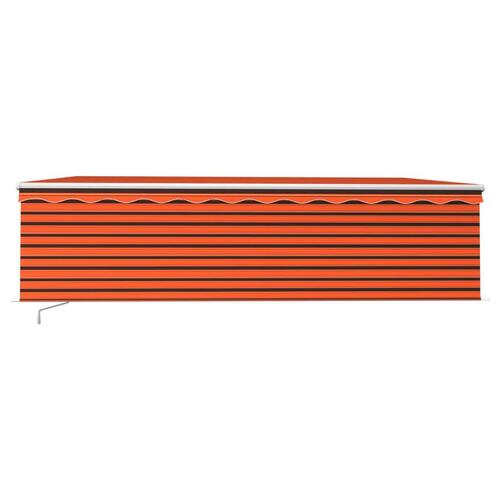 Markise m. gardin 5x3 m manuel betjening orange og brun