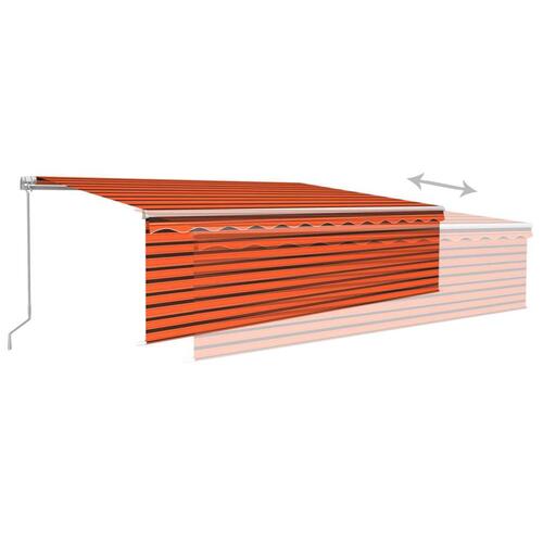 Markise m. gardin 5x3 m manuel betjening orange og brun
