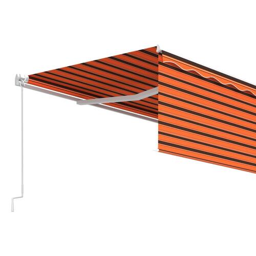 Markise m. gardin 5x3 m manuel betjening orange og brun